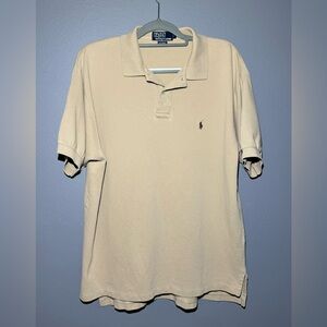 Polo Ralph Lauren Polo Short Sleeve Shirt Mens Size Lg Beige 100%‎ Cotton Pony